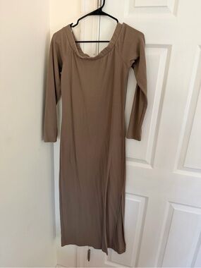 By Together Taupe Long Sleeve Maxi Dress